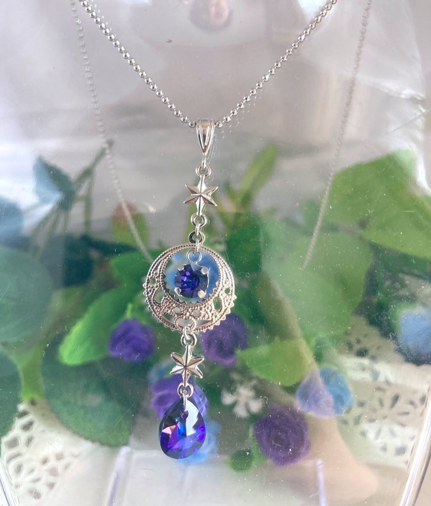 オリエンタルフープのドロップネックレス（銀、ヘリオトロープ）