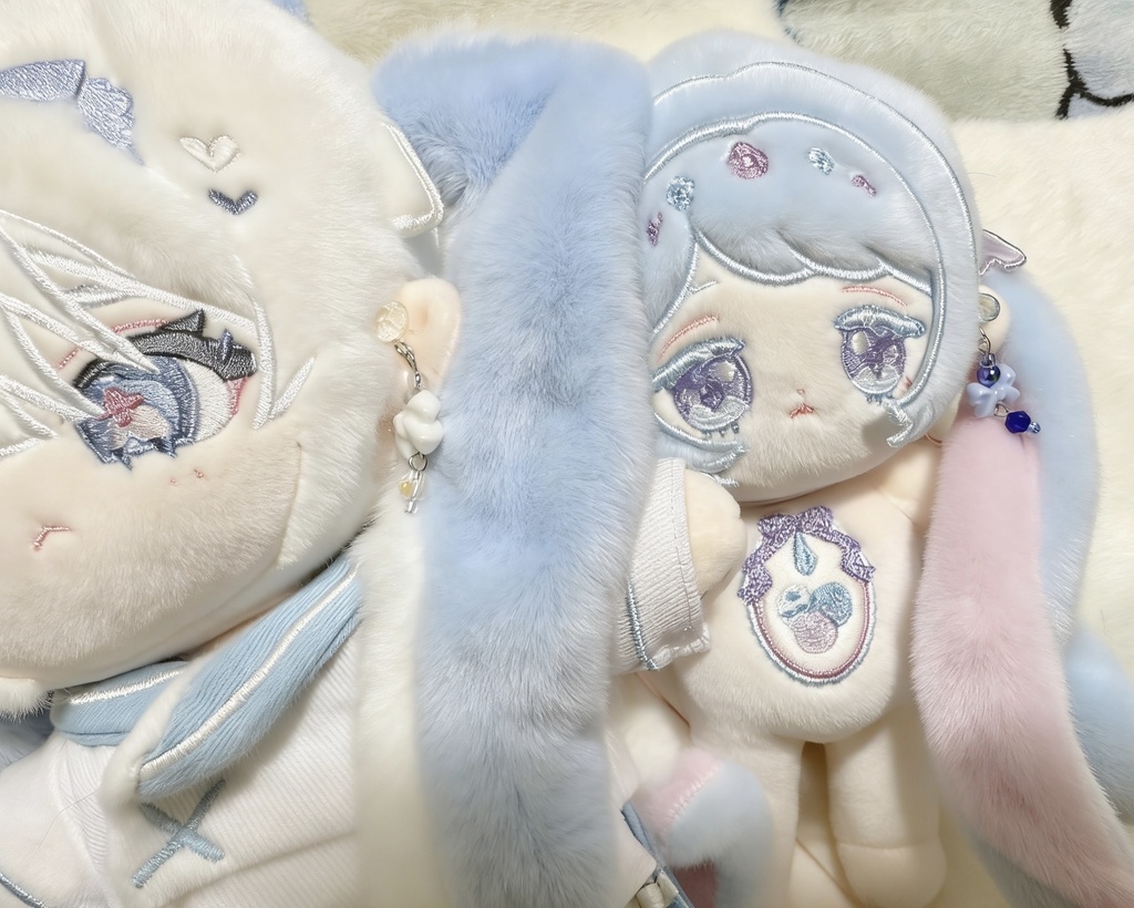 【ぬい用】カラフルリボン ビーズイヤリング