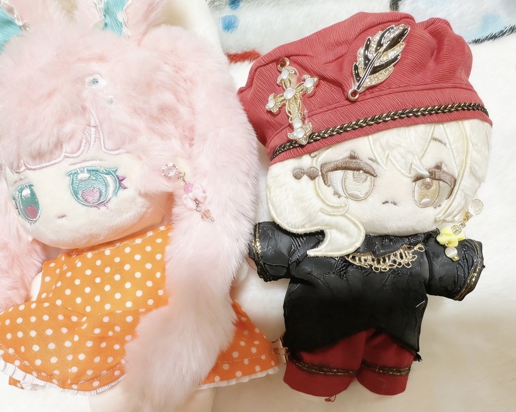 【ぬい用】カラフルリボン ビーズイヤリング