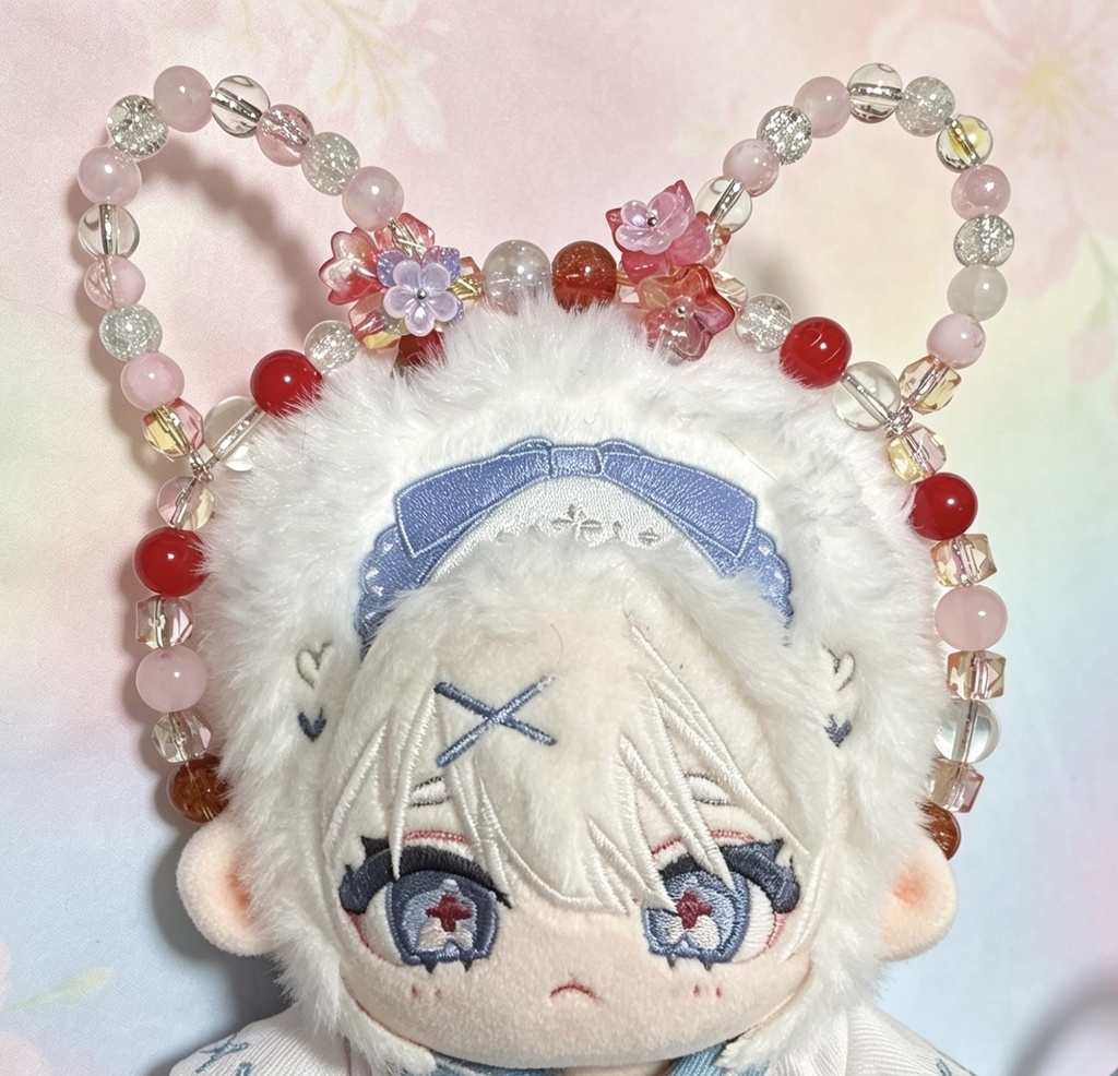 💖 きらめくハートで推しをもっと特別に。ぬいぐるみ用ガラスビーズカチューシャ 💖