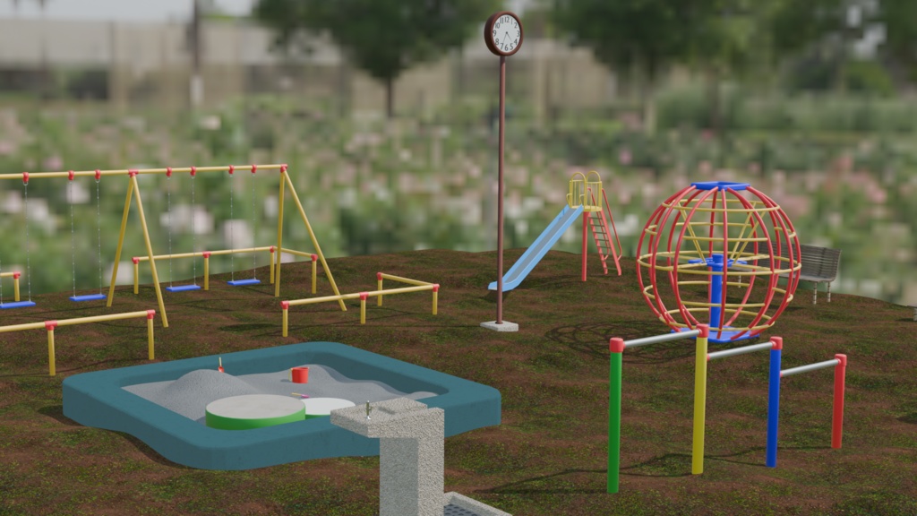 【3Dモデル】平和公園 -懐かしの遊具＆背景セット🎈✨