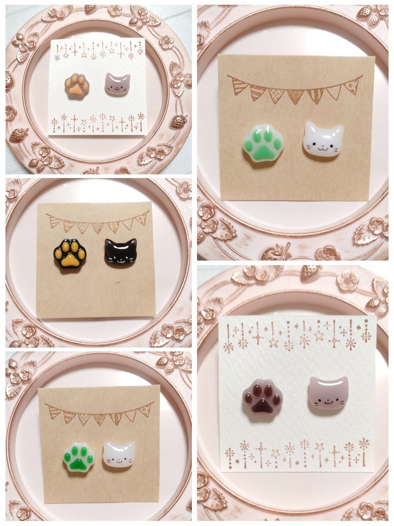 猫ちゃん&肉球ピンバッジ