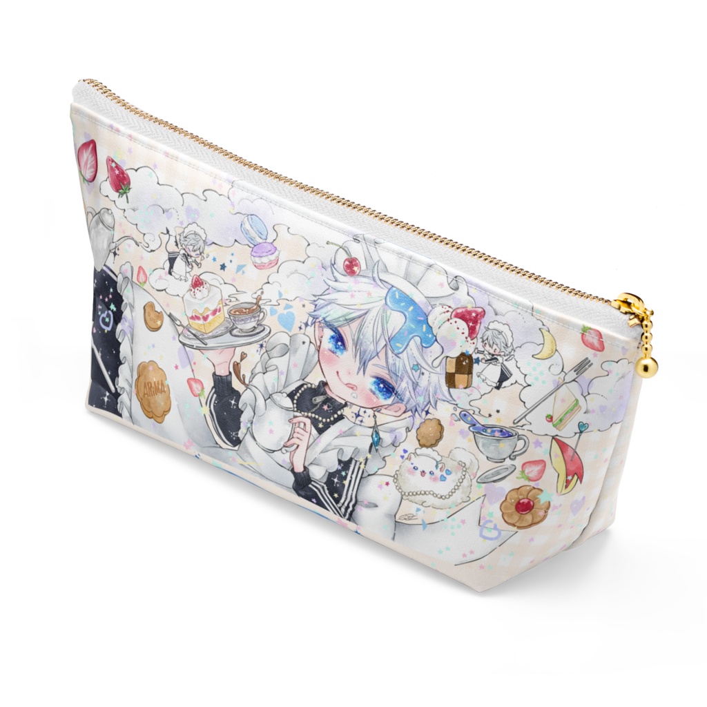 ARiMA×なつめみく コラボポーチ　アイボリーチェック