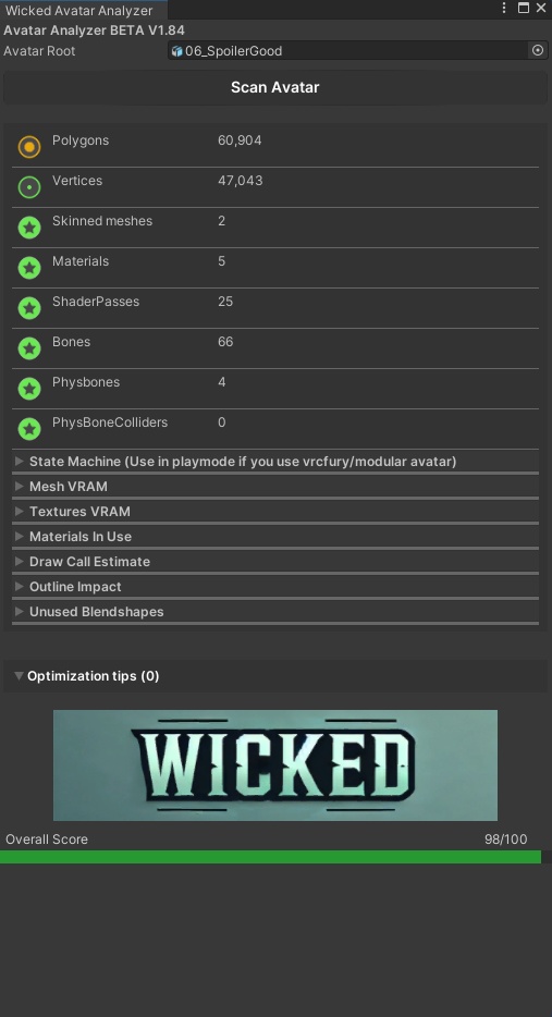 Wicked Avatar Analyzer V 1.86