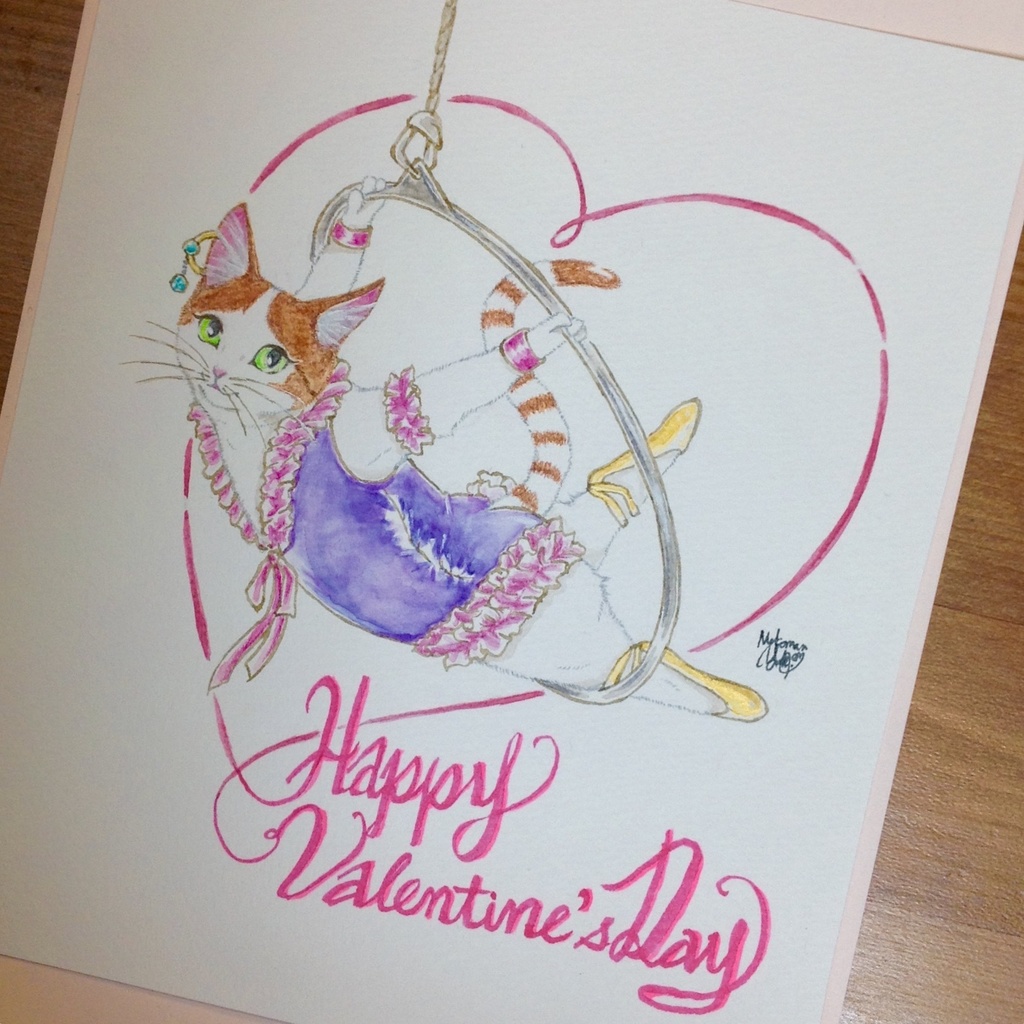 【バレンタイン企画】猫のRose♪グリーティング原画①