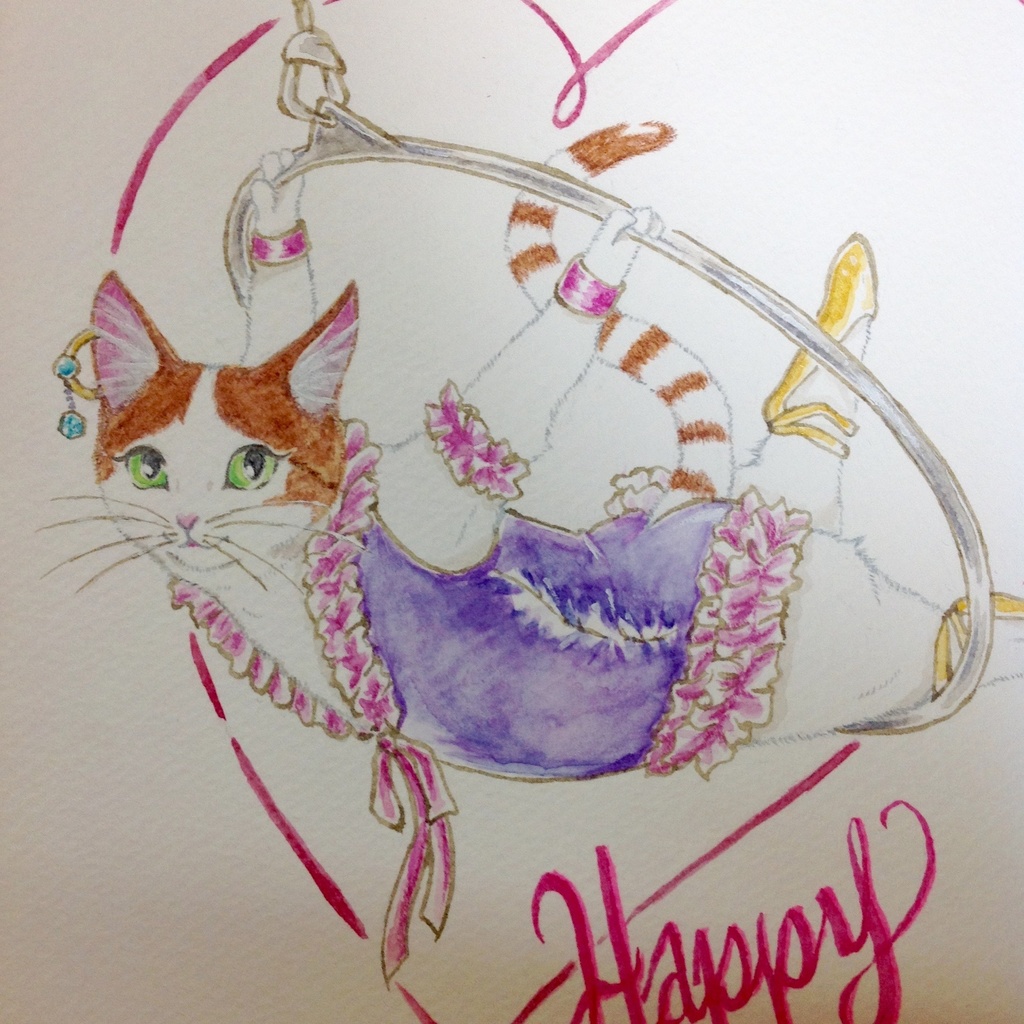 【バレンタイン企画】猫のRose♪グリーティング原画①