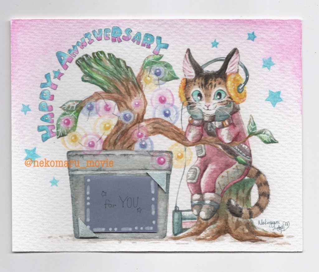 【新作】猫のJack☆原画グリーティングカード/①