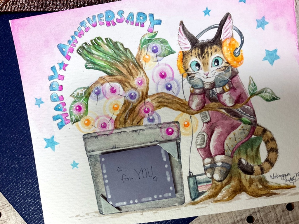 【新作】猫のJack☆原画グリーティングカード/①