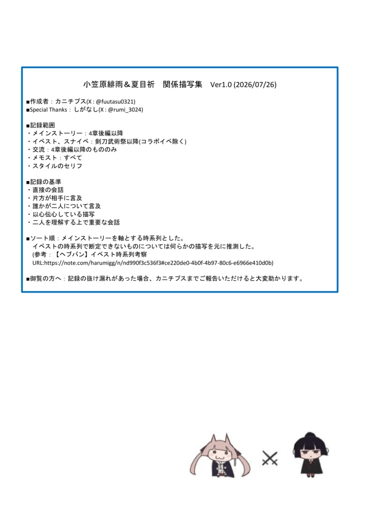 小笠原緋雨＆夏目祈_関係描写集_Ver1