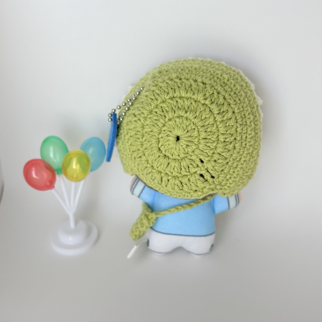 【ハンドメイド】10〜12cmぬい用 お花結びのボンネット&お揃いポシェット 2点セット(若草色)