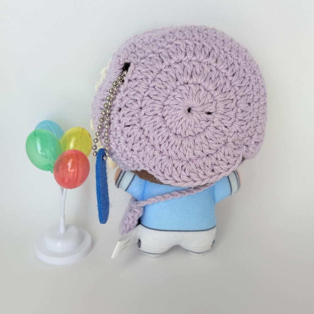【ハンドメイド】10〜12cmぬい用 お花結びのボンネット&お揃いポシェット 2点セット(ラベンダー)