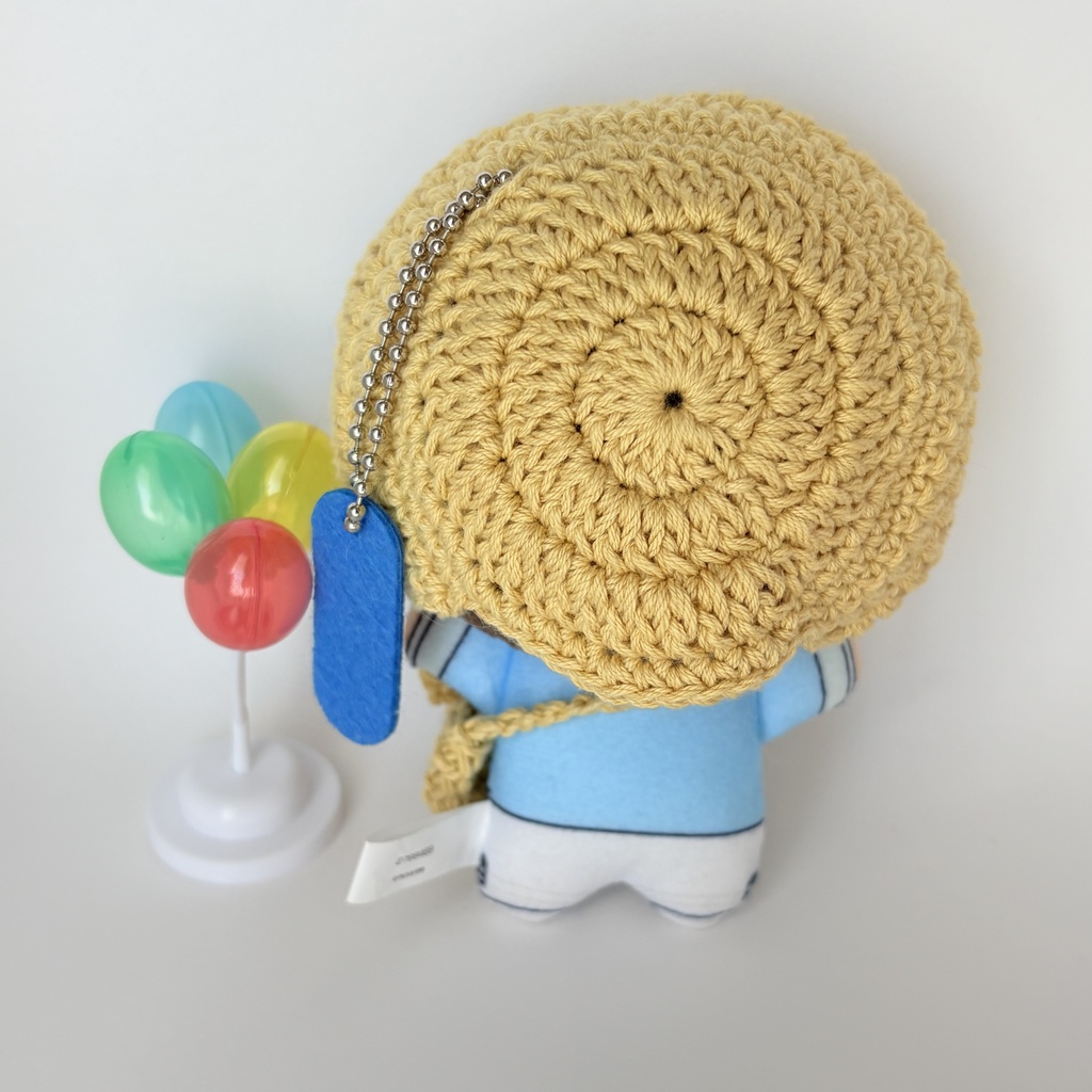【ハンドメイド】10〜12cmぬい用 お花結びのボンネット&お揃いポシェット 2点セット(イエロー)