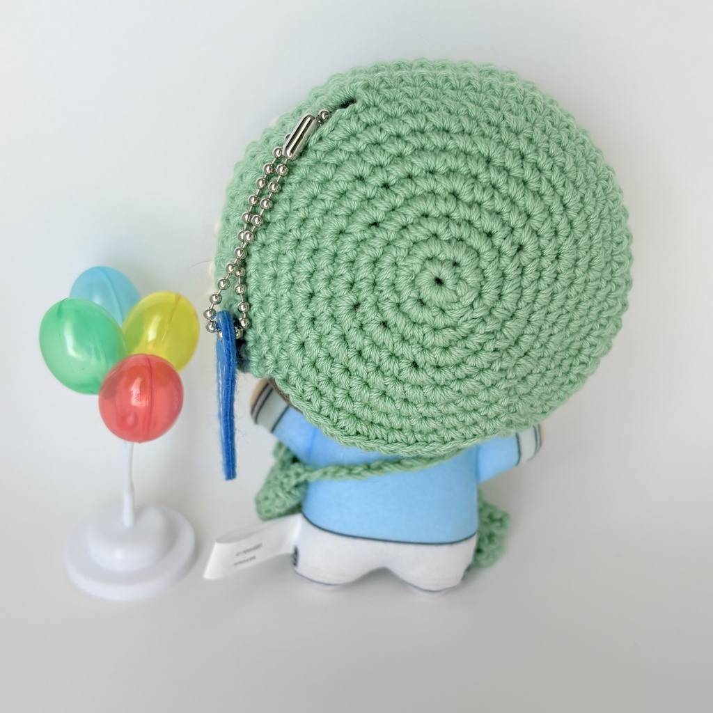 【ハンドメイド】10〜12cmぬい用 お花結びのボンネット&お揃いポシェット 2点セット(グリーン)