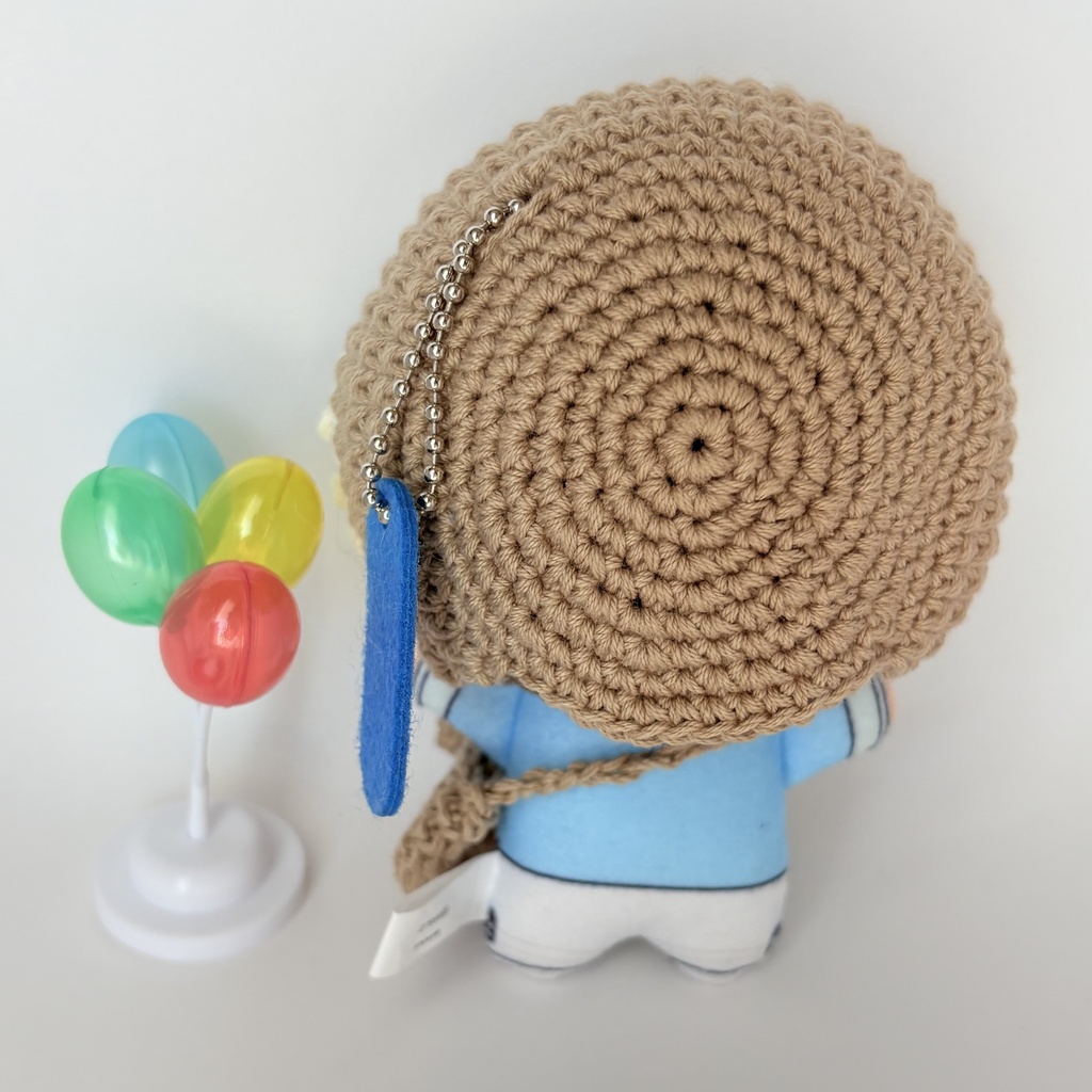 【ハンドメイド】10〜12cmぬい用 お花結びのボンネット&お揃いポシェット 2点セット(ブラウン)