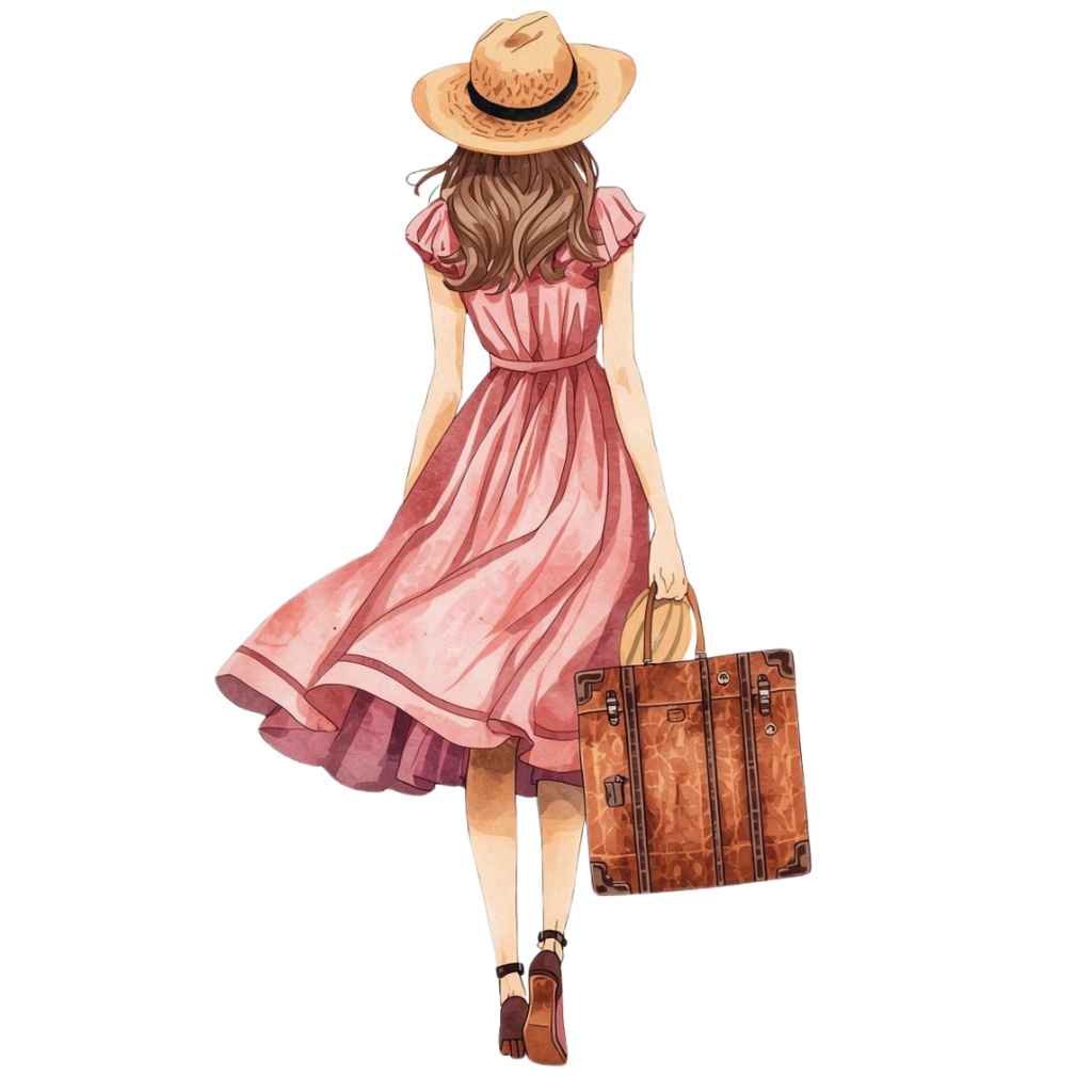 「旅行シリーズ」水彩アンティーク風クリップアート素材10点セット|PNG形式背景透過