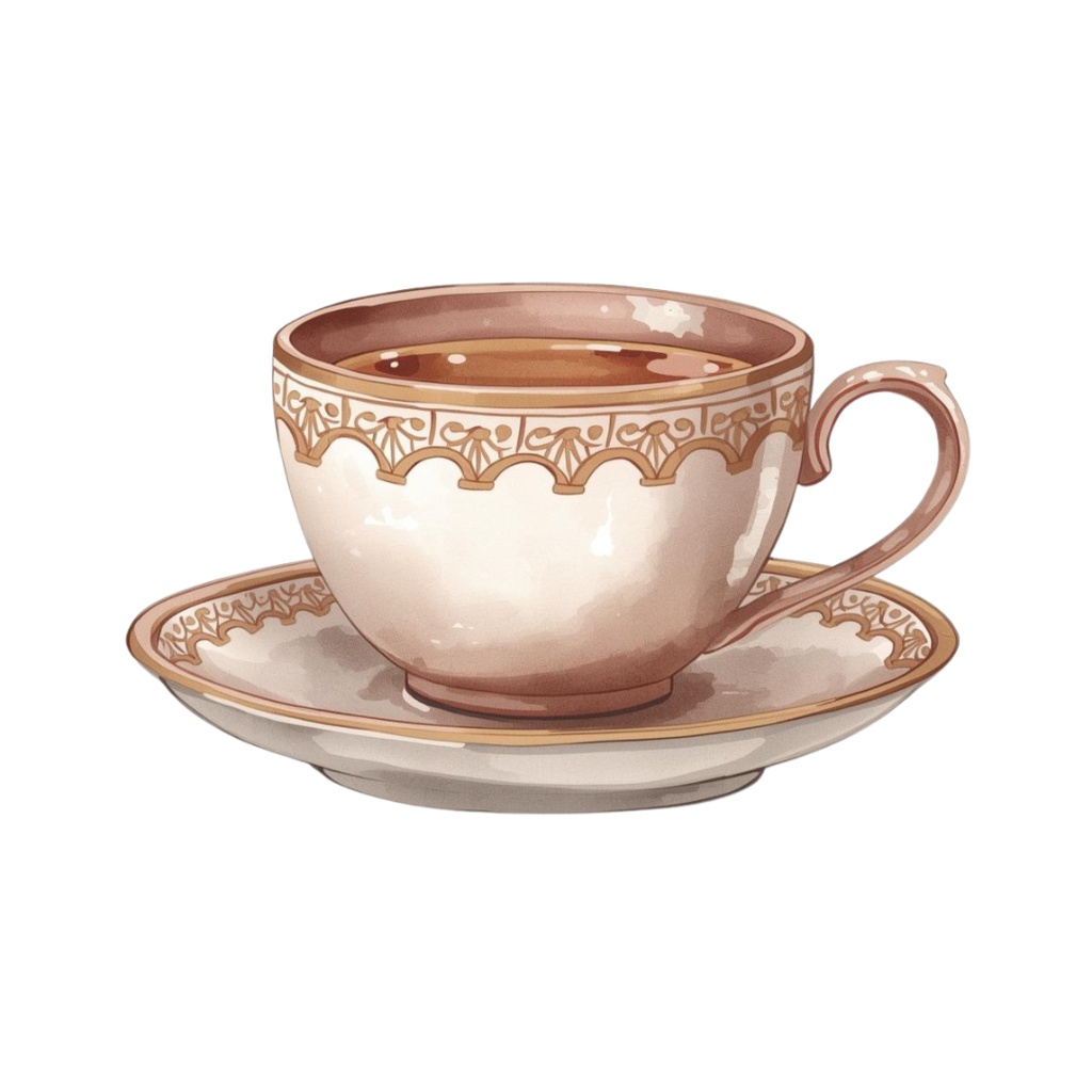 「カフェシリーズ」水彩アンティーク風クリップアート素材15点セット|PNG形式背景透過