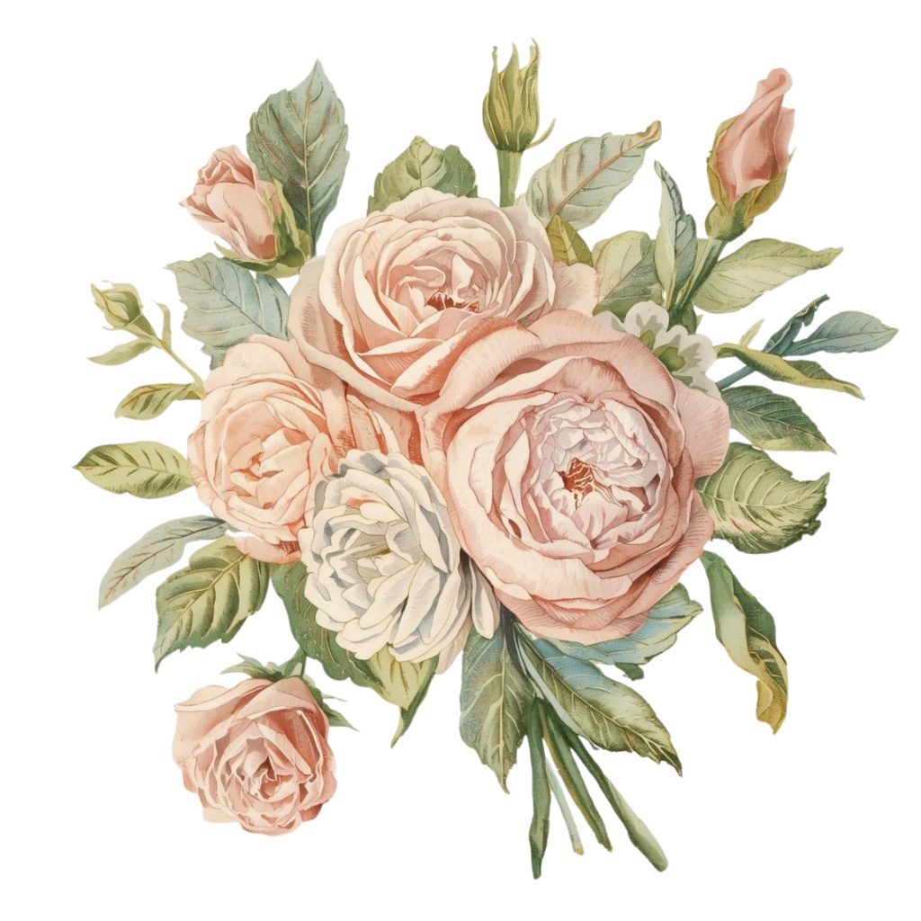 「ボタニカルシリーズ」水彩アンティーク風フローラルクリップアート素材15点セット|PNG形式背景透過