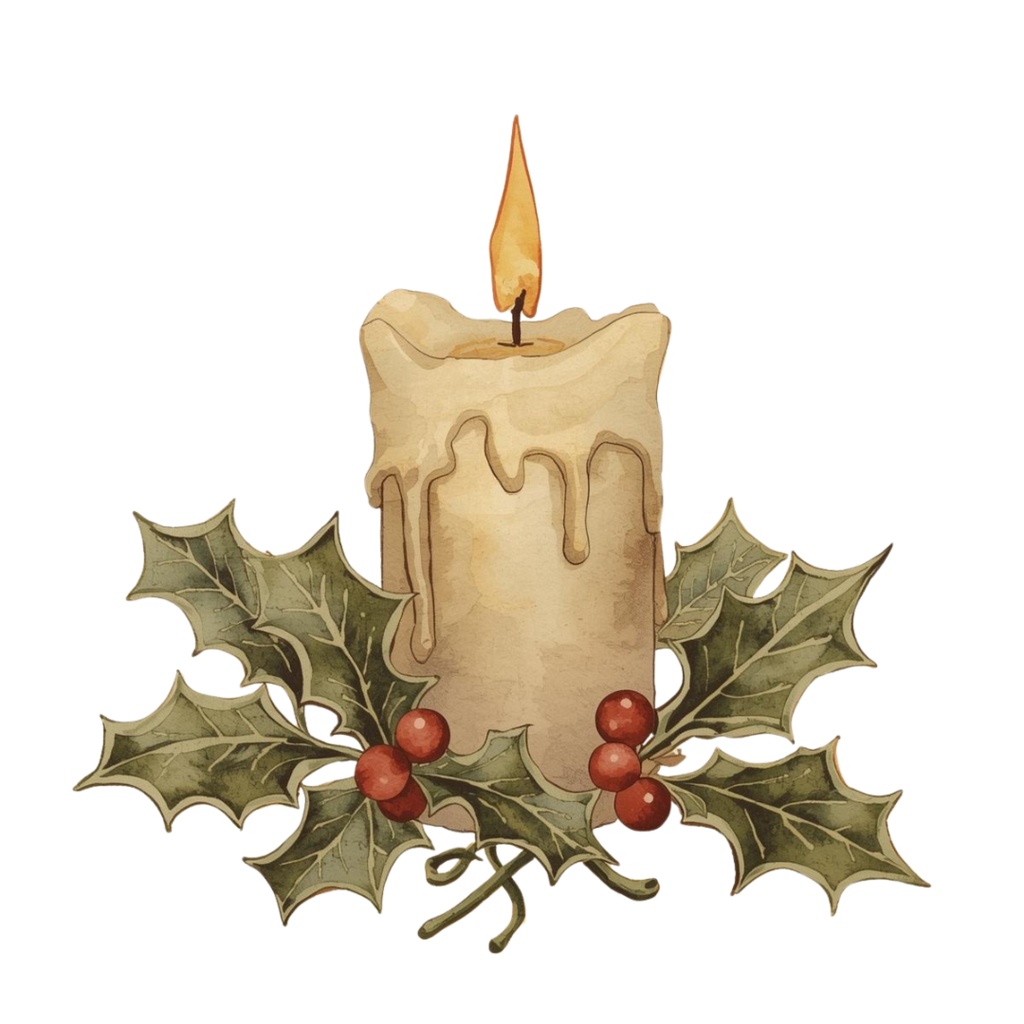 【クリスマスシリーズ】水彩アンティーク風クリップアート15点セット|PNG形式背景透過