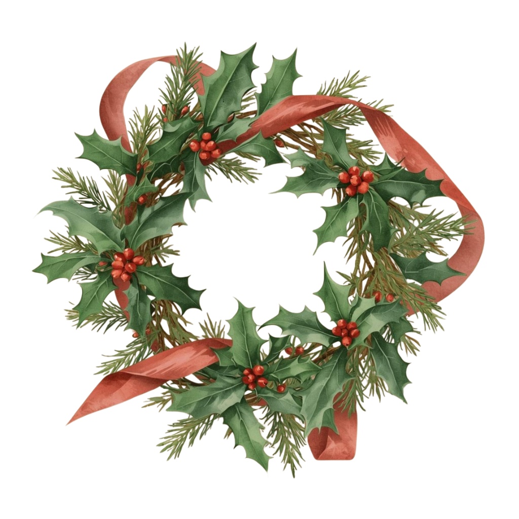 【クリスマスシリーズ】水彩アンティーク風クリップアート15点セット|PNG形式背景透過