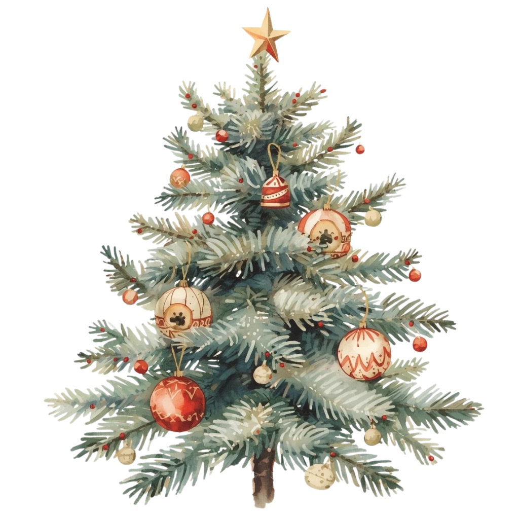 「クリスマスシリーズ②」水彩アンティーク風クリップアート素材15点セット|PNG形式背景透過