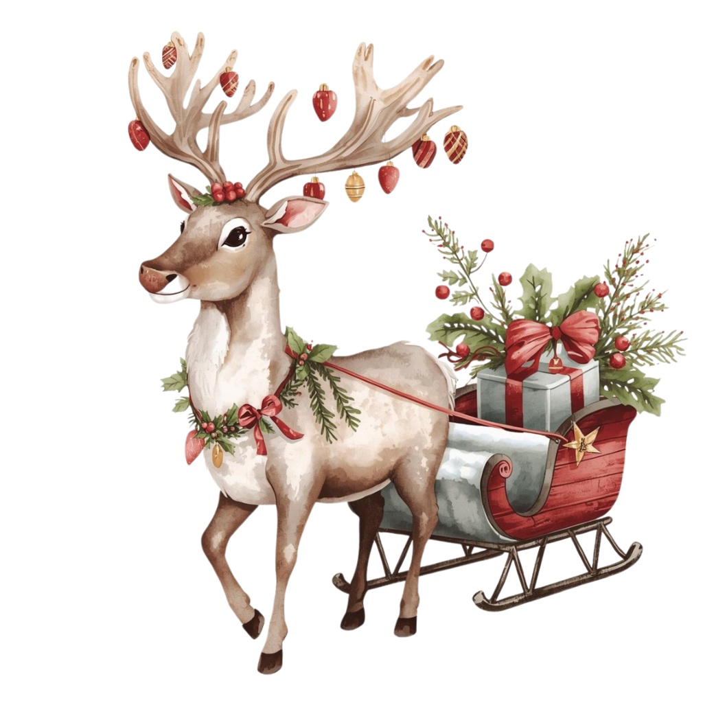 「クリスマスシリーズ②」水彩アンティーク風クリップアート素材15点セット|PNG形式背景透過