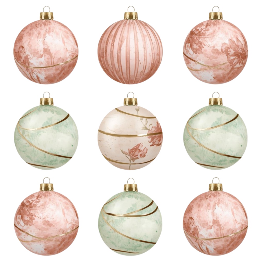 「クリスマスシリーズ③」水彩アンティーク風クリップアート素材15点セット|PNG形式背景透過