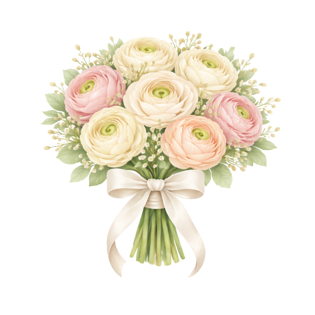 「フラワーブーケシリーズ」水彩画風クリップアート素材15点セット|PNG形式背景透過