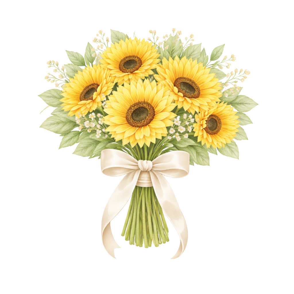 「フラワーブーケシリーズ」水彩画風クリップアート素材15点セット|PNG形式背景透過