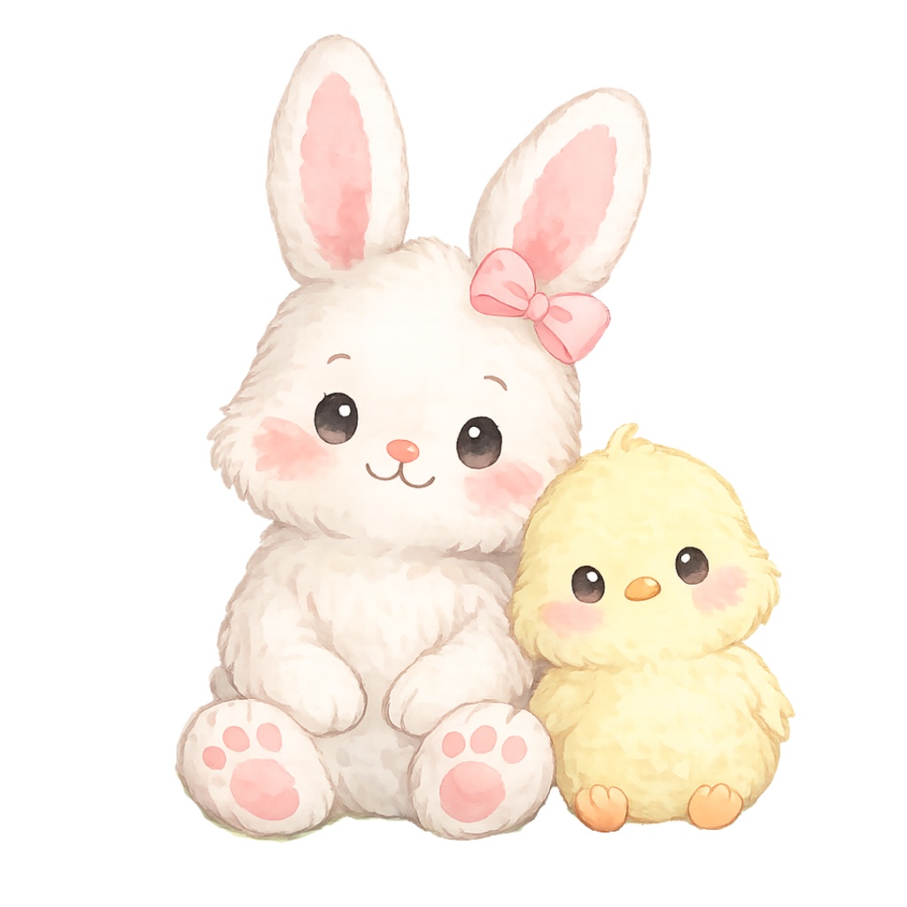 「イースターシリーズ ①うさぎ」水彩画風 クリップアート 素材12点セット|PNG形式背景透過