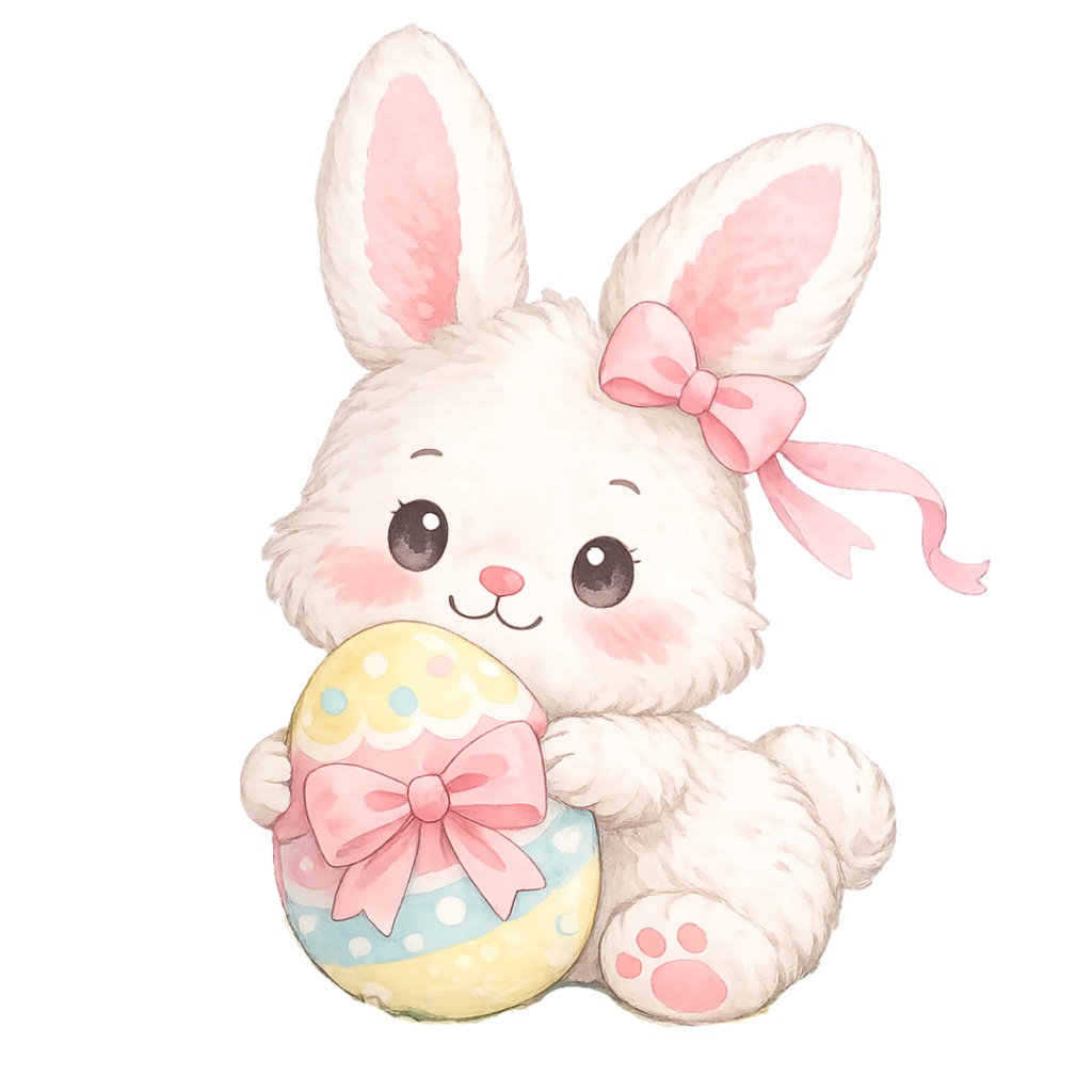 「イースターシリーズ ①うさぎ」水彩画風 クリップアート 素材12点セット|PNG形式背景透過