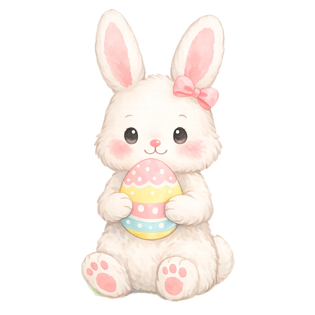 「イースターシリーズ ①うさぎ」水彩画風 クリップアート 素材12点セット|PNG形式背景透過