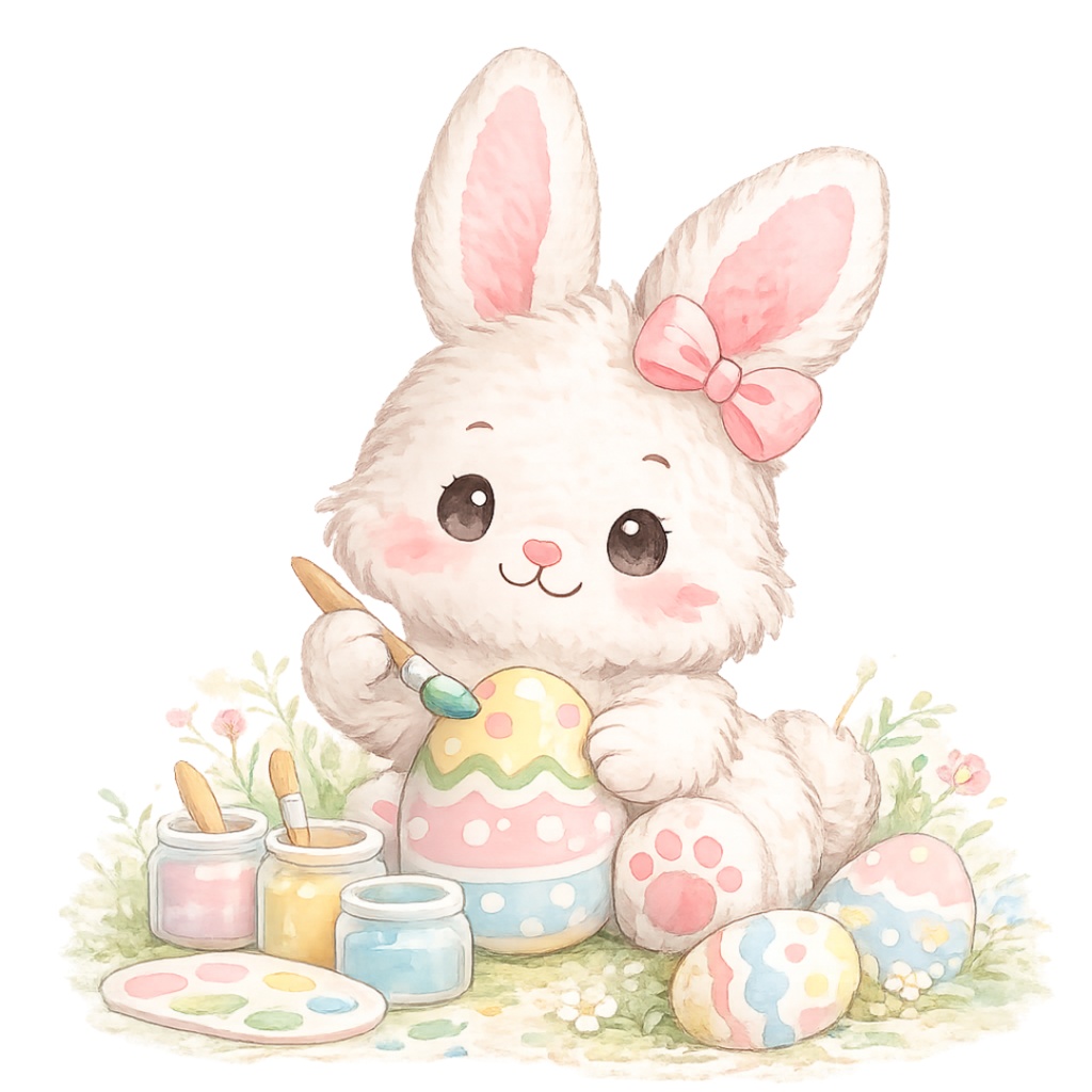 「イースターシリーズ ①うさぎ」水彩画風 クリップアート 素材12点セット|PNG形式背景透過