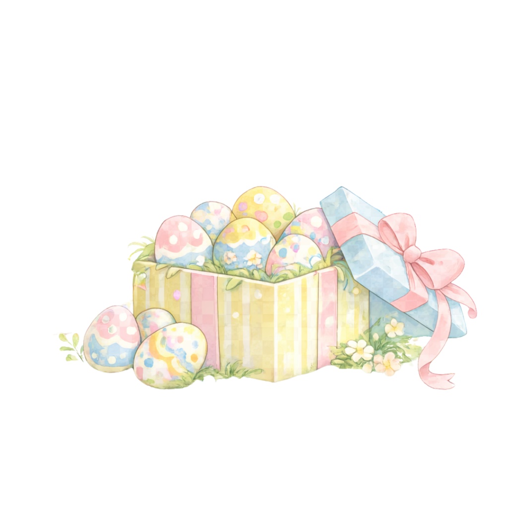 「イースターシリーズ ①うさぎ」水彩画風 クリップアート 素材12点セット|PNG形式背景透過
