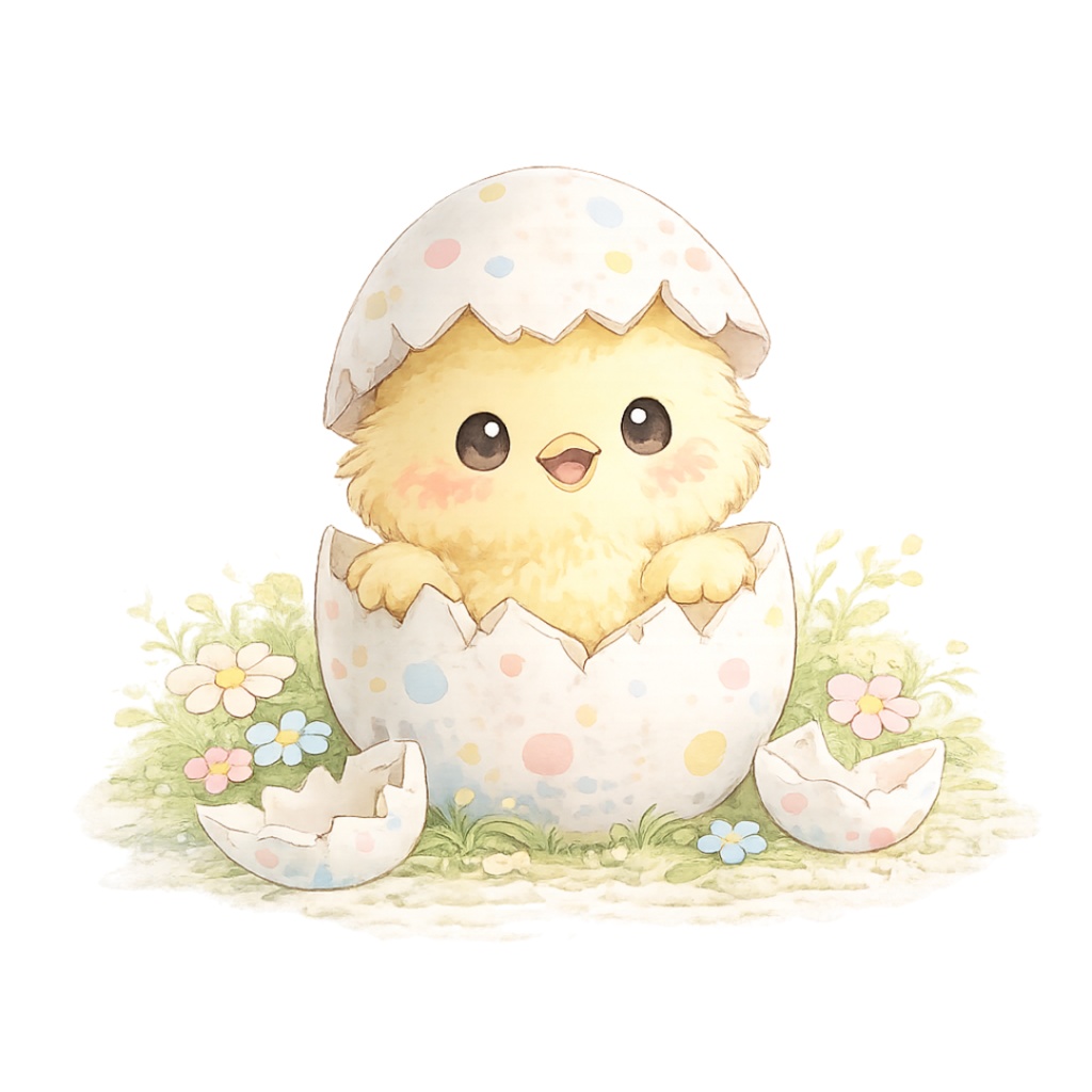 「イースターシリーズ ②ひよこ」水彩画風クリップアート 素材12点セット|PNG形式背景透過