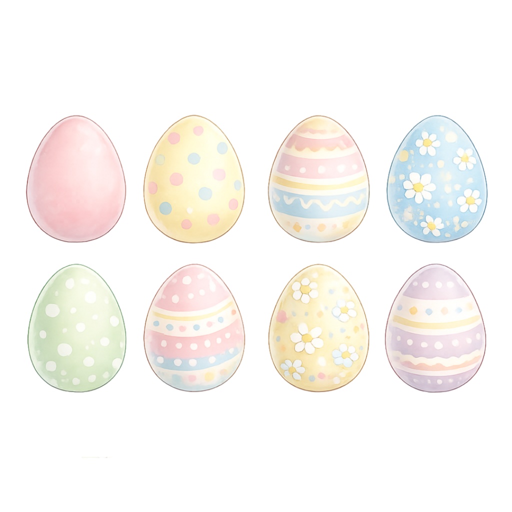 「イースターシリーズ③モチーフコレクション」水彩画風クリップアート素材40点セット|PNG形式背景透過