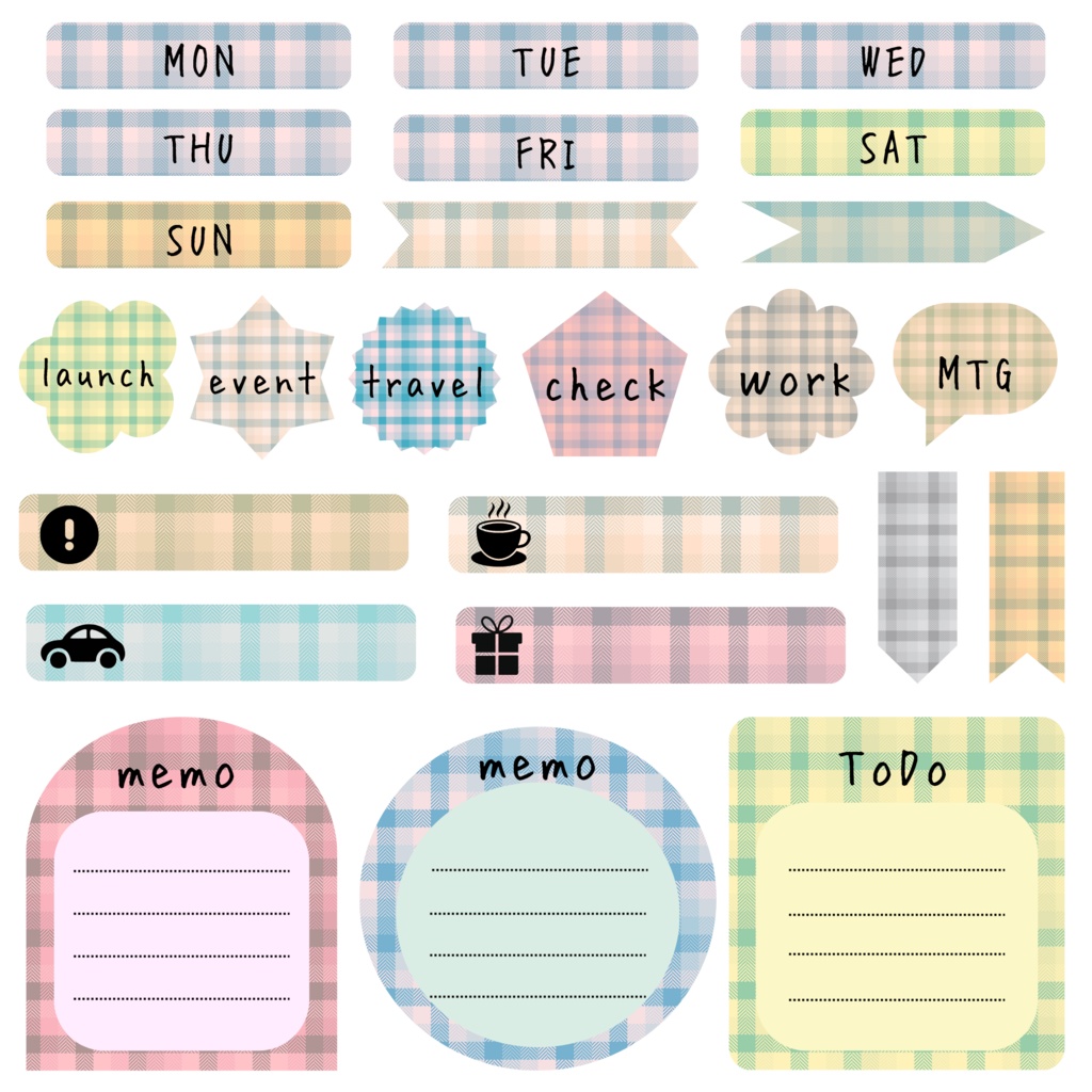 「デジタルプランナーステッカー①」PMG形式背景透過