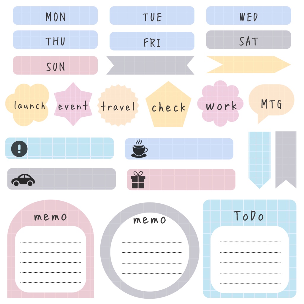 「デジタルプランナーステッカー①」PMG形式背景透過