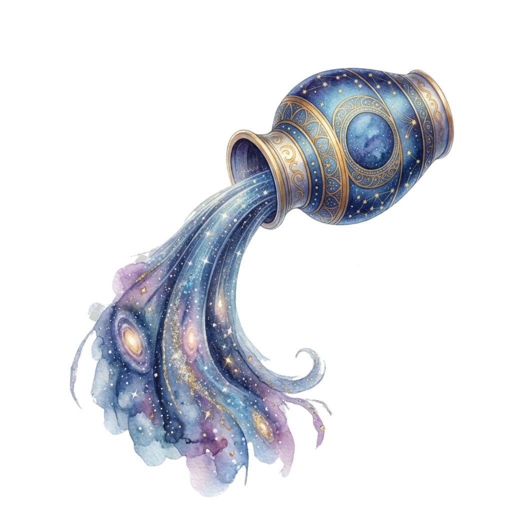 「12星座モチーフ&装飾アイテム」水彩画風クリップアート素材20点セット|PNG形式背景透過