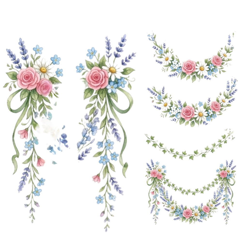 「12星座モチーフ&装飾アイテム」水彩画風クリップアート素材20点セット|PNG形式背景透過