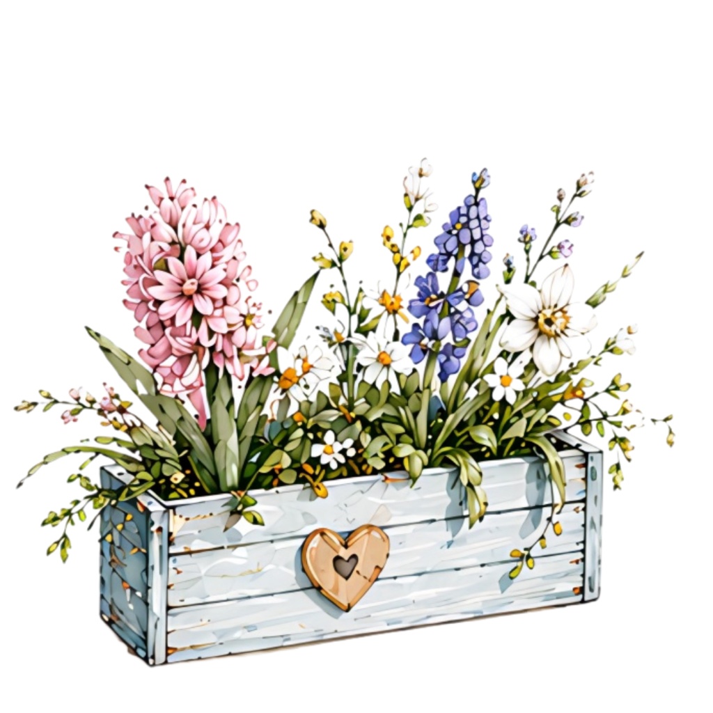 【 季節春 Spring 】水彩アンティーク風クリップアート素材17点セット|PNG形式背景透過