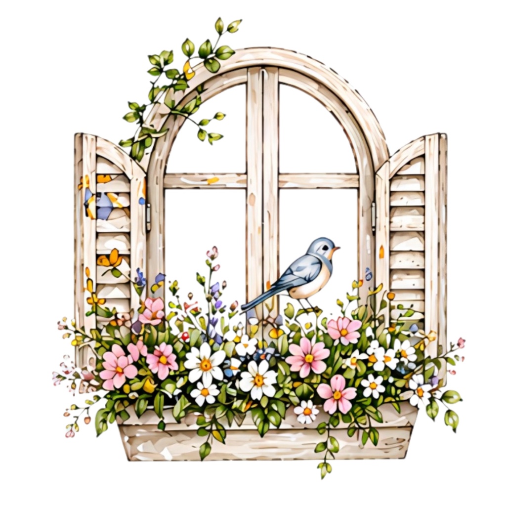 【 季節春 Spring 】水彩アンティーク風クリップアート素材17点セット|PNG形式背景透過