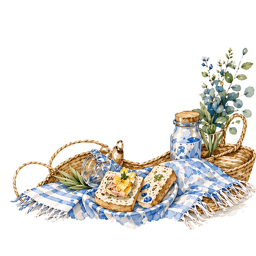 「 季節夏 Summer 」水彩アンティーク風クリップアート素材19点セット|PNG形式背景透過