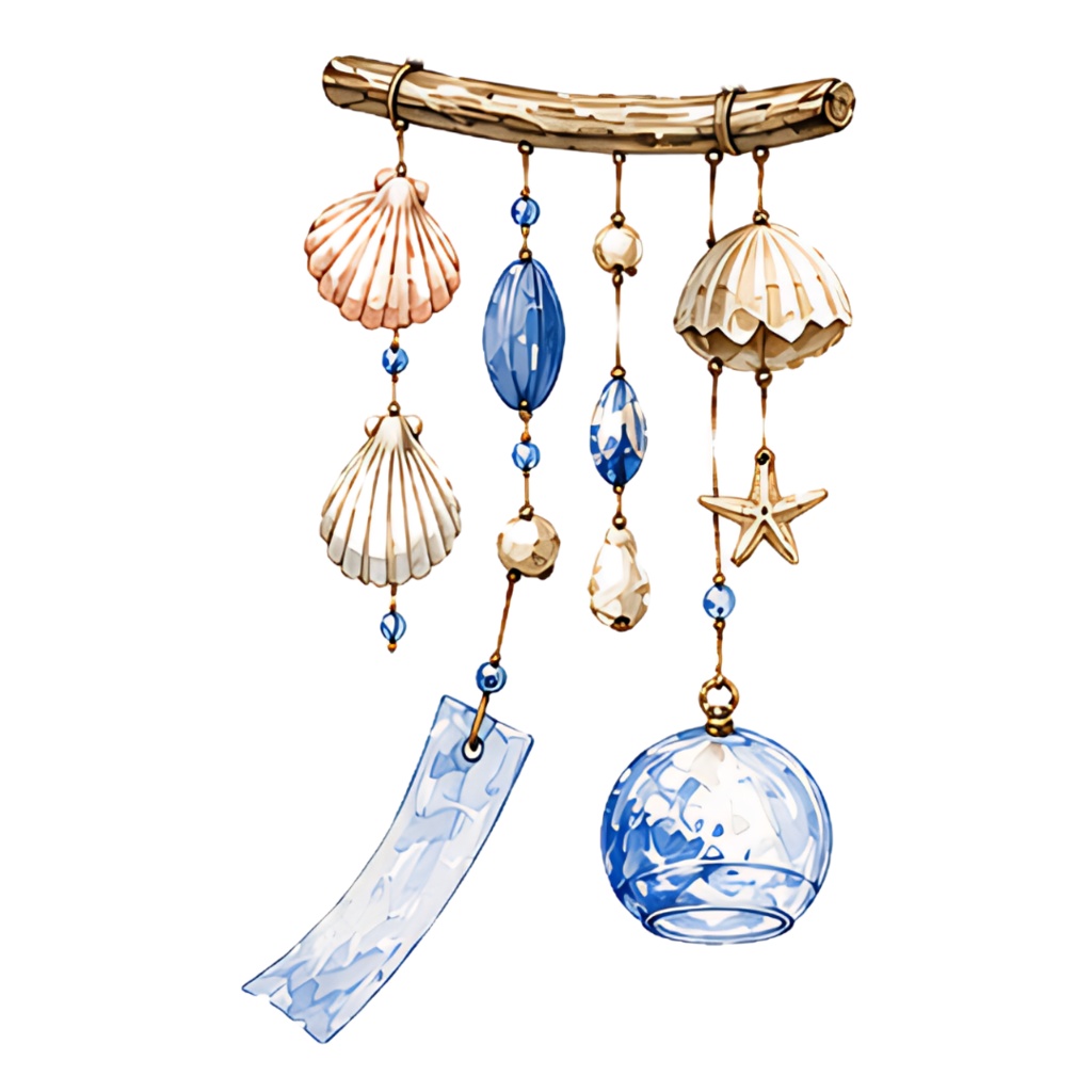 「 季節夏 Summer 」水彩アンティーク風クリップアート素材19点セット|PNG形式背景透過