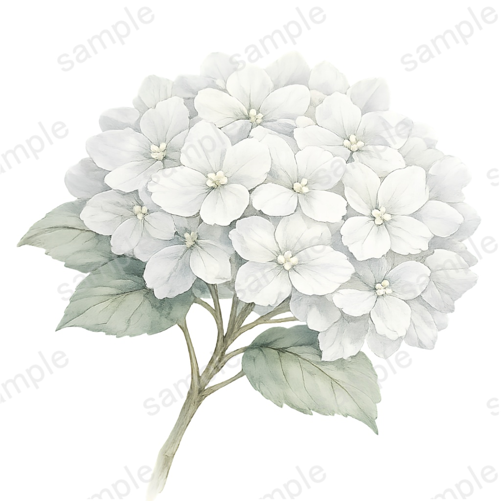ブルーアジサイ&ユーカリのウェディングクリップアート30点セット|水彩画風|PNG背景透過