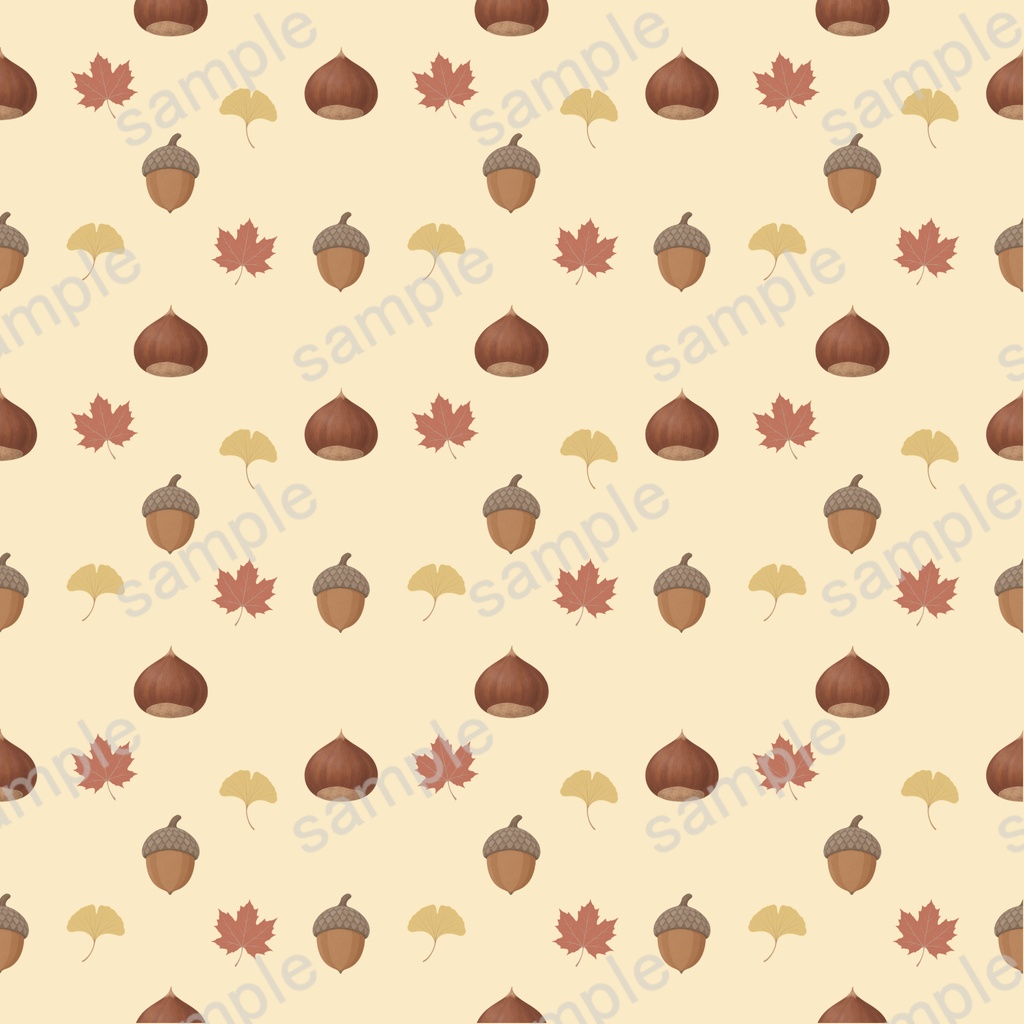 紅葉と木の実のデジタルペーパー3枚セット | くすみカラー 背景画像