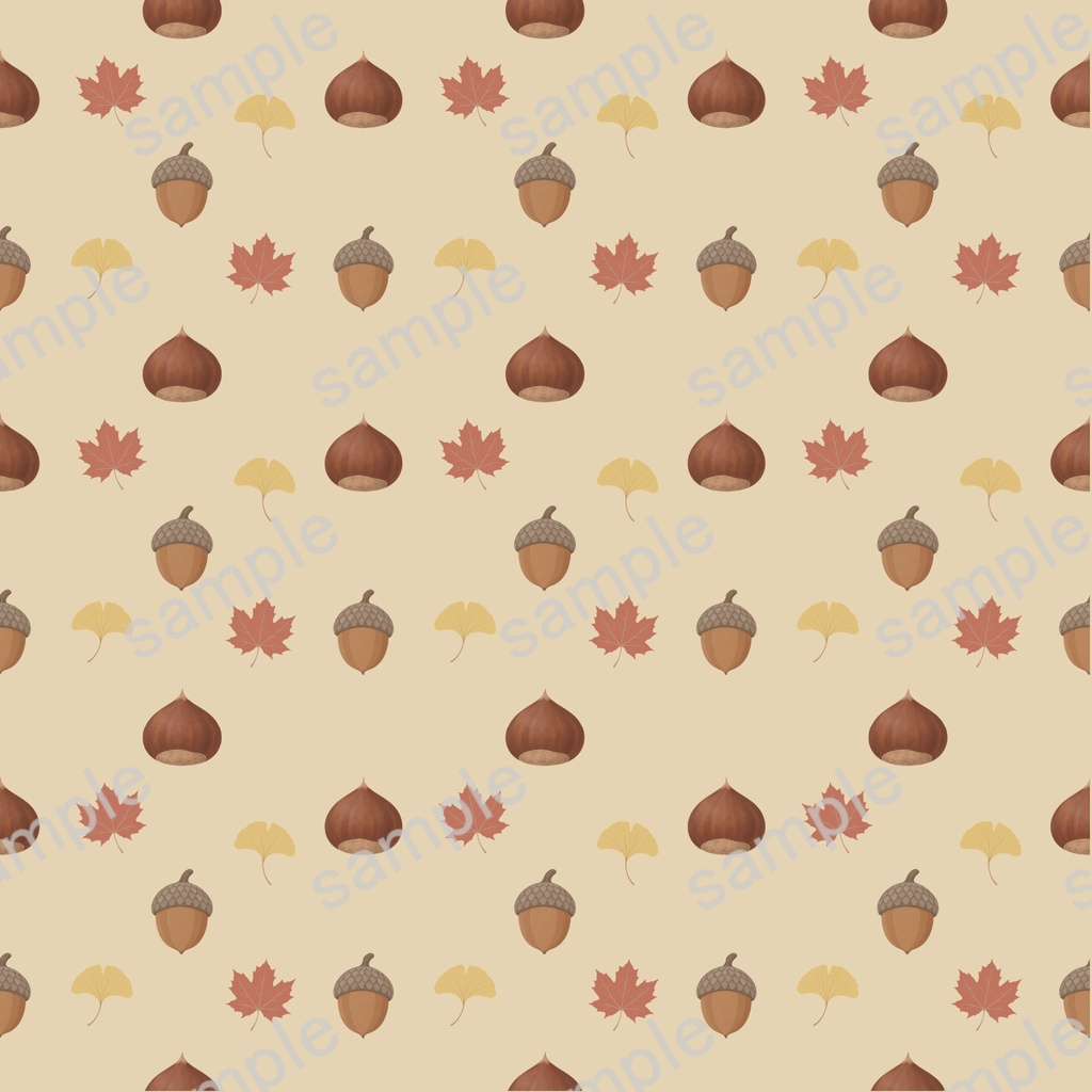 紅葉と木の実のデジタルペーパー3枚セット | くすみカラー 背景画像