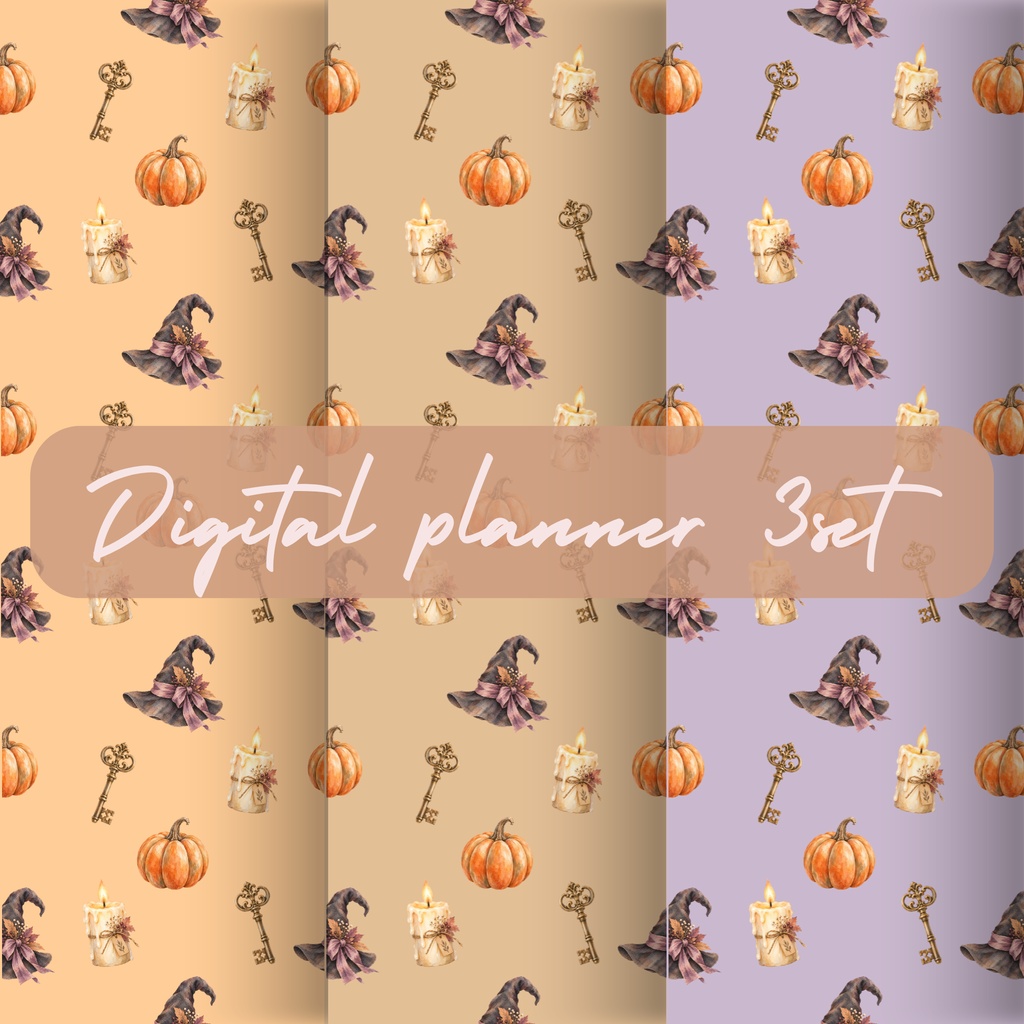 大人かわいい水彩ハロウィン3枚セット ｜ アンティーク＆くすみカラー 背景画像