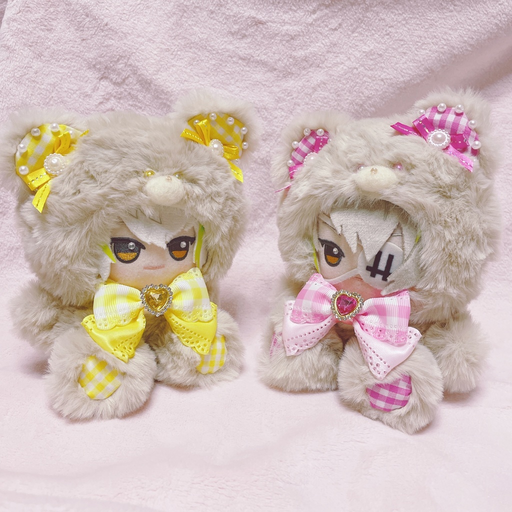 ちびぐるみ用 クマのぬい服 黄色＆ピンク 