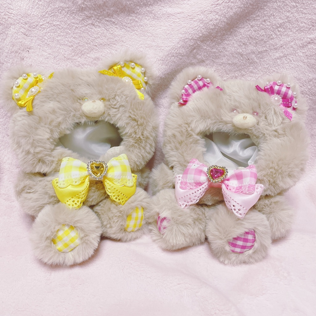 ちびぐるみ用 クマのぬい服 黄色&ピンク