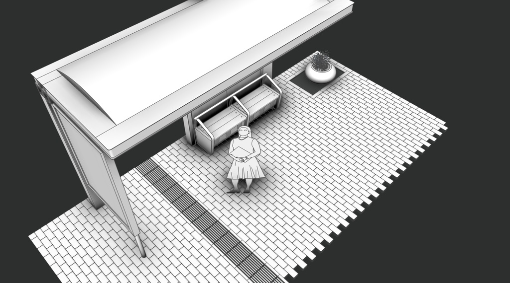 Modern Bus Stop 3D Asset – Modular Street Environment